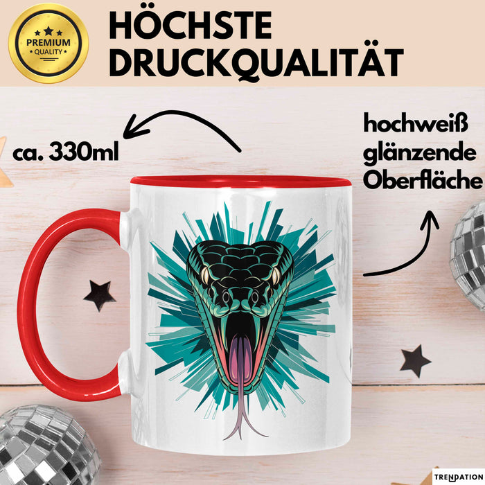 Reptil Schlange Tier Tasse Geschenk Lustige Geschenkidee Spruch Rot Trendation