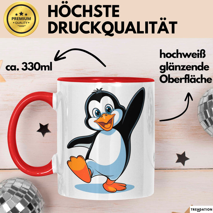 Pinguin Tier Tasse Geschenk Lustige Geschenkidee Spruch Rot Trendation