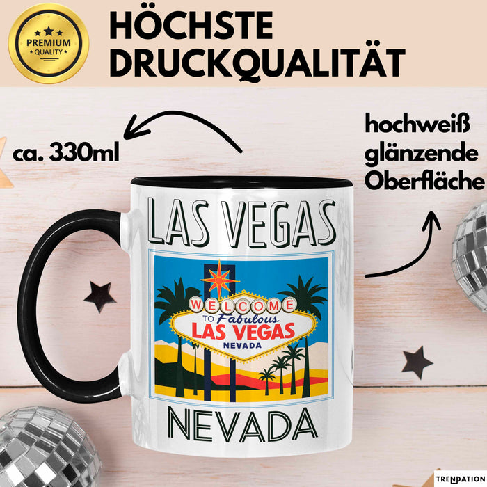 Las Vegas Nevada USA Tasse Geschenk Lustige Geschenkidee Spruch Schwarz Trendation