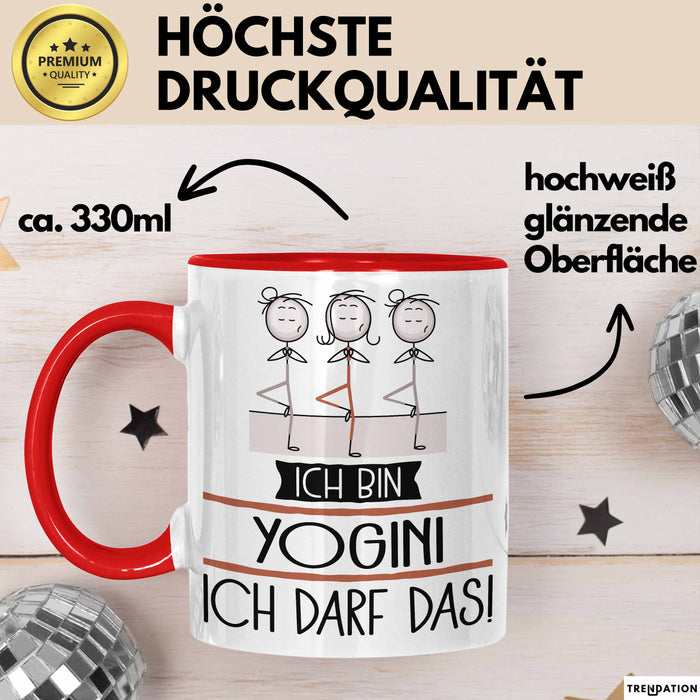 Geschenk für Yogini Tasse Lustige Geschenkidee Geburtstag Ich Bin Yogini Ich Darf Das Rot Trendation