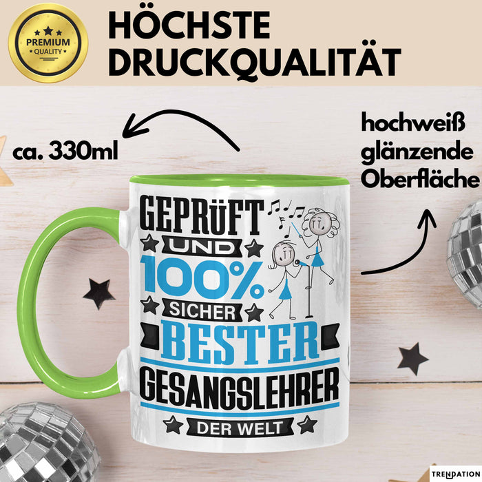 Gesangslehrer Geschenk Lustiger Spruch für Gesangslehrer Geschenkidee Bester Gesangslehrer Der Welt Grün Trendation