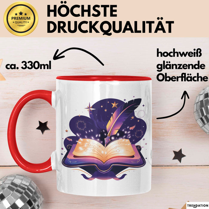 Fantasy Autor Tasse Geschenkidee für Geschichtenerzähler Rot Trendation