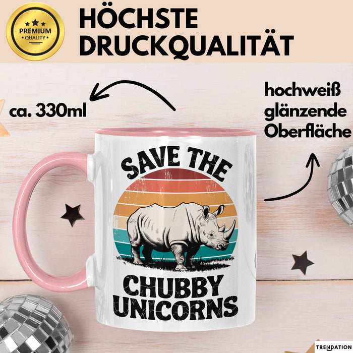 Nashorn Tasse Geschenk Lustige Geschenkidee Spruch Rettet Die Moppeligen Einhörner Rosa Trendation