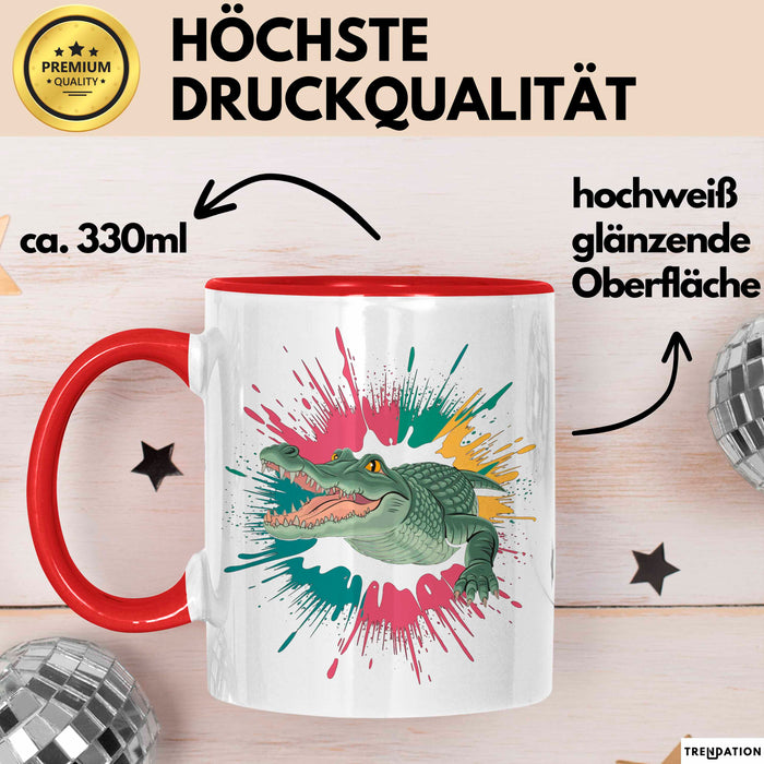 Krokodil Tier Tasse Geschenk Lustige Geschenkidee Spruch Rot Trendation