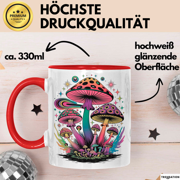 Pilz Fan Tasse Geschenkidee für Pilzliebhaber Rot Trendation