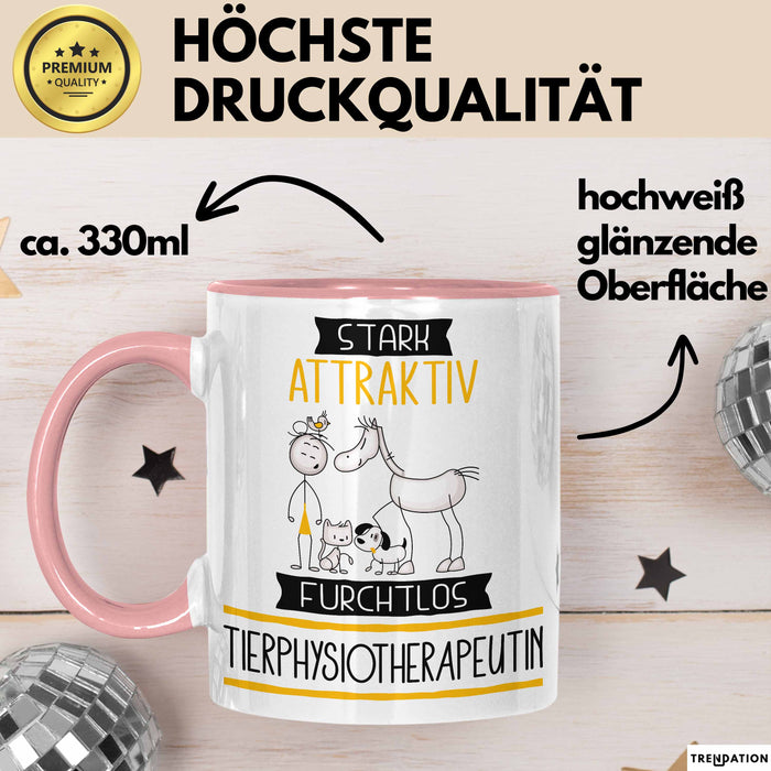 Tierphysiotherapeutin Tasse Geschenk Becher Stark Attraktiv Furchtlos Tierphysiotherapeutin Lustige Geschenkidee Rosa Trendation