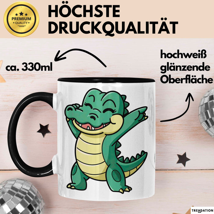 Dabendes Krokodil Tier Tasse Geschenk Lustige Geschenkidee Spruch Schwarz Trendation