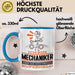 Mechaniker Geschenk Tasse Ich Bin Mechaniker Aber Sag Doch Einfach Superheld Lustige Geschenkdiee für Mechaniker Kaffee-Becher Blau Trendation