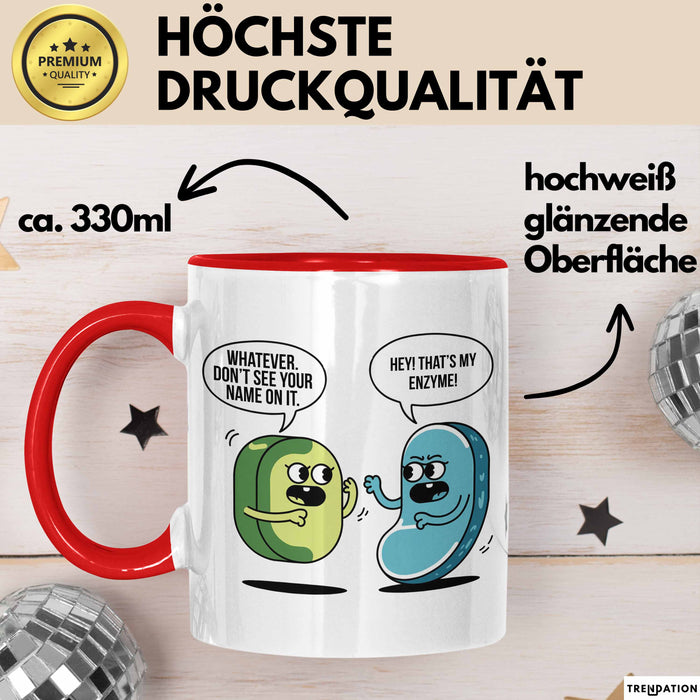 Biologielehrer Unterricht Tasse Geschenk Lustige Geschenkidee Spruch Hey Das Ist Mein Enzym Rot Trendation