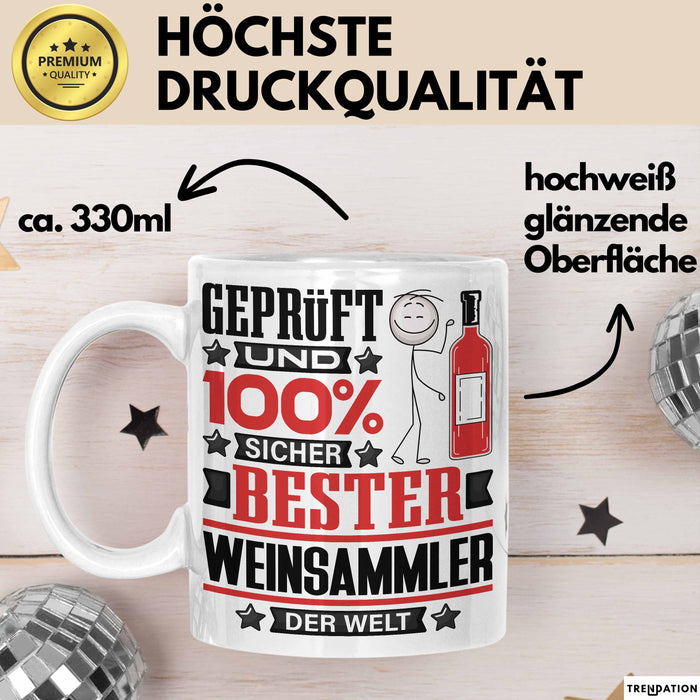 Weinsammler Geschenk Lustiger Spruch für Weinsammler Geschenkidee Bester Weinsammler Der Welt Weiß Trendation