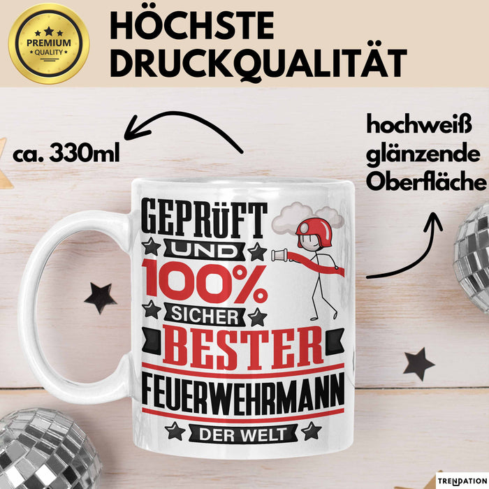 Feuerwehrmann Geschenk Lustiger Spruch für Feuerwehrmann Geschenkidee Bester Feuerwehrmann Der Welt Weiß Trendation
