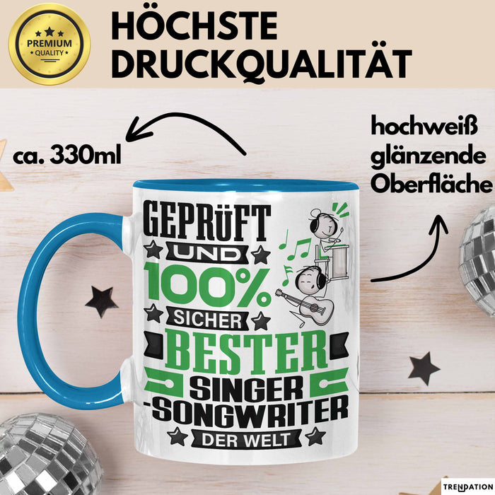 Singer-Songwriter Geschenk Lustiger Spruch für Singer-Songwriter Geschenkidee Bester Singer-Songwriter Der Welt Blau Trendation