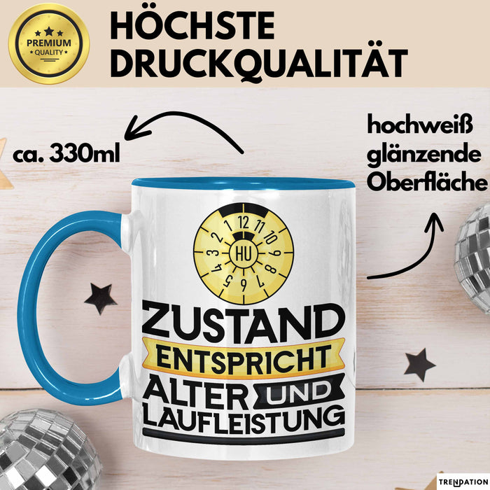 TÜV Alter Tasse Geschenk Lustiger Spruch Geburtstag Humor Blau Trendation