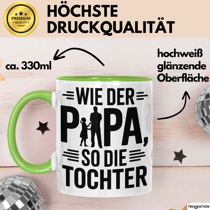 Papa Vatertag Tasse Becher Geschenk Lustige Geschenkidee Spruch Wie Der Papa So Die Tochter Grün Trendation