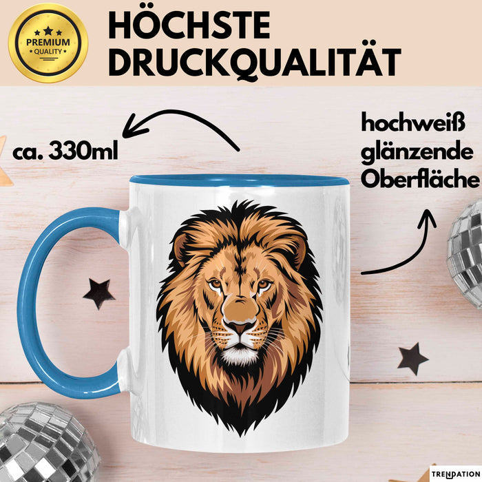 Löwe Sternzeichen Löwe Tasse Geschenk Lustige Geschenkidee Spruch Blau Trendation