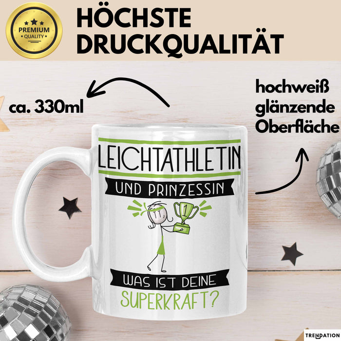 Leichtathletin Und Prinzessin Tasse Geschenk Für Eine Leichtathletin Geburtstag Was Ist Deine Superkraft Weiß Trendation