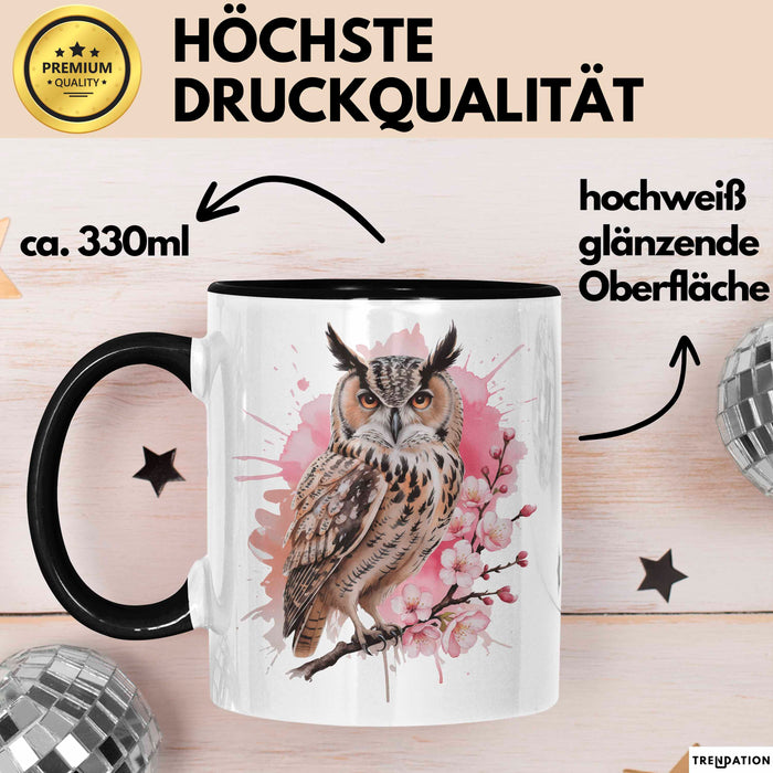 Eule Tierliebhaber Tasse Geschenk Lustige Geschenkidee Spruch Eule Kirschblüte Trendation