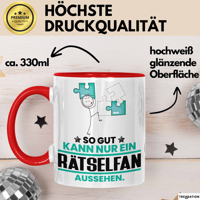 Rätselfan Geschenk Tasse So Gut Kann Nur Ein Rätselfan Aussehen Geschenkidee Kaffee-Becher Rot Trendation