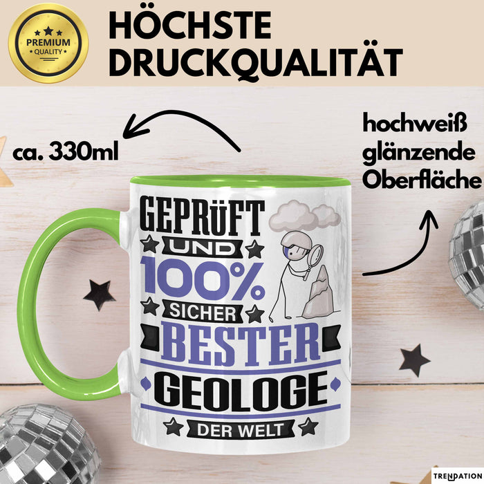 Geologe Geschenk Lustiger Spruch für Geologe Geschenkidee Bester Geologe Der Welt Grün Trendation