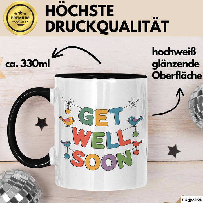 Patienten Kranke Menschen Tasse Geschenk Lustige Geschenkidee Spruch Gute Besserung Schwarz Trendation