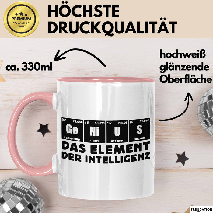 Chemiker Tasse Geschenk Für Chemie-Studenten Genius Das Element Der Inztelligenz Kaffee-Becher Rosa Trendation
