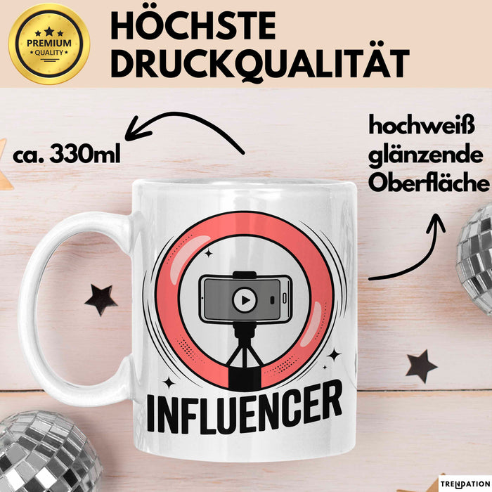 Influencer Tasse Geschenkidee für Content Creator Fans Weiß Trendation