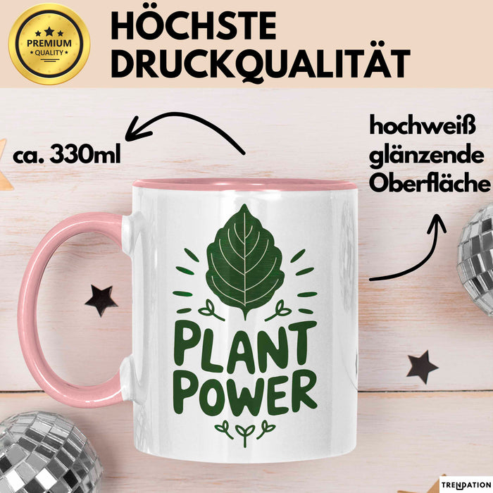 Veganer Tasse Geschenkidee Pflanzenkraft Rosa Trendation
