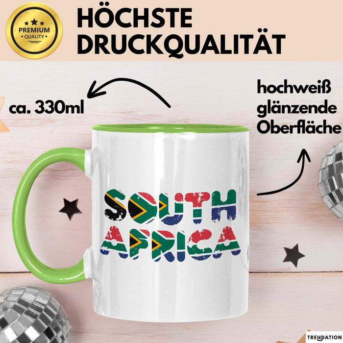 Südafrika Flagge Südafrikanisch Tasse Geschenk Lustige Geschenkidee Spruch Grün Trendation