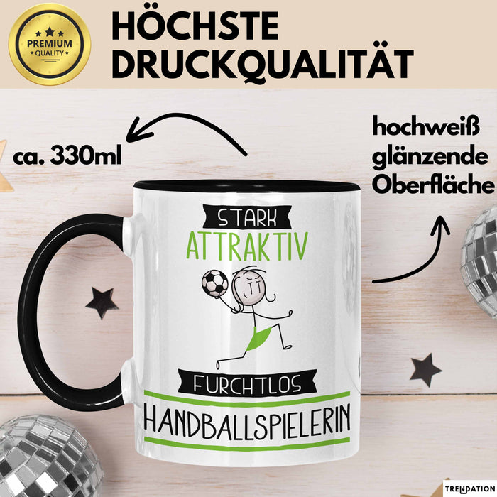 Handballspielerin Tasse Geschenk Becher Stark Attraktiv Furchtlos Handballspielerin Lustige Geschenkidee Trendation