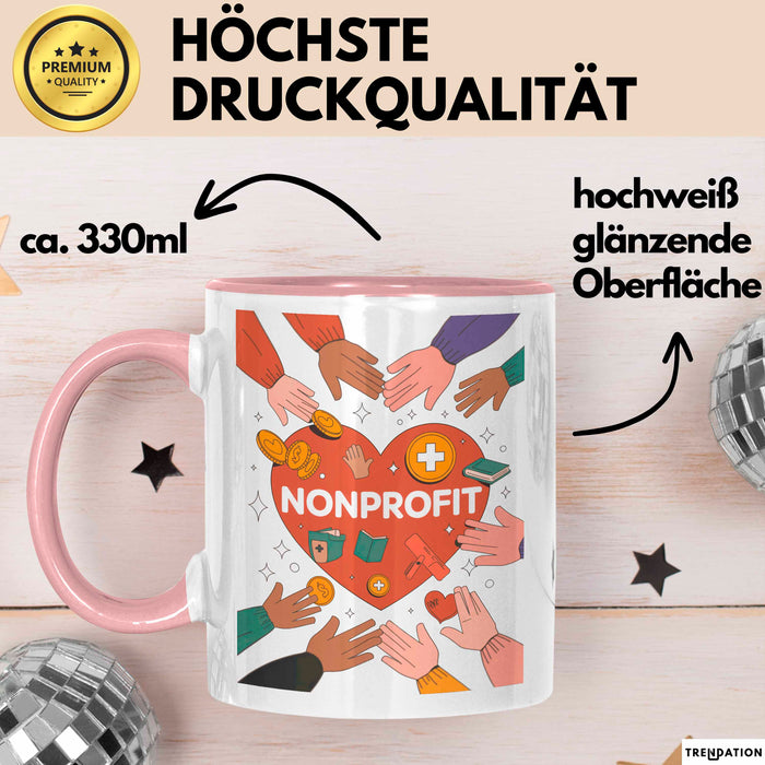 Nonprofit Mitarbeiter Tasse Geschenk Lustige Geschenkidee Spruch Für Gemeinschafts Helfer Rosa Trendation
