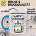 Geburtstagsfeier Katze Tasse Geschenk Lustige Geschenkidee Spruch Happy Schnurrsday Blau Trendation