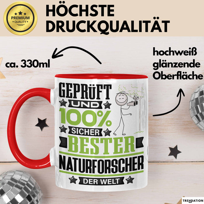 Naturforscher Geschenk Lustiger Spruch für Naturforscher Geschenkidee Bester Naturforscher Der Welt Rot Trendation