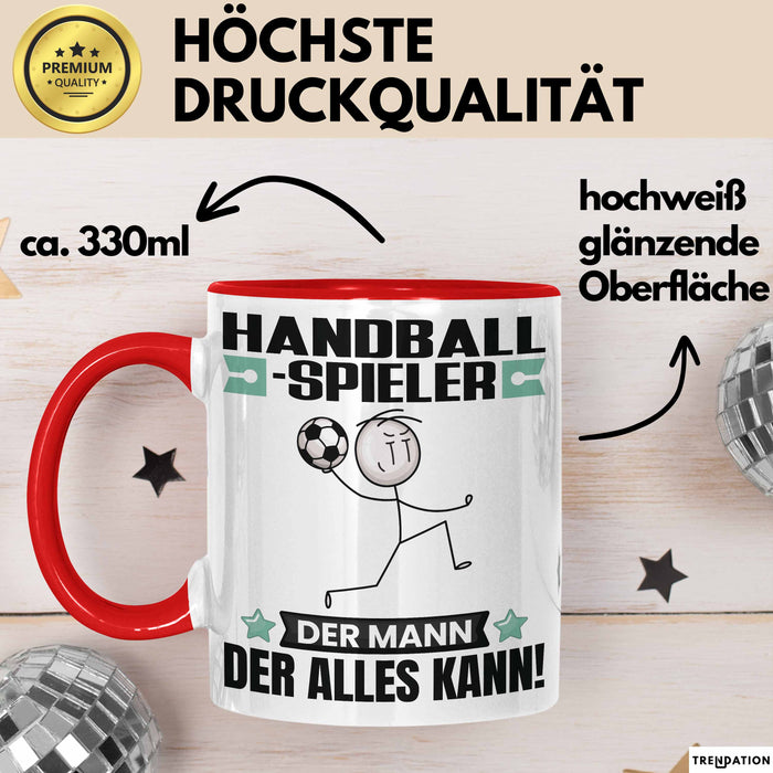 Handballspieler Tasse Geschenk für Handballspieler Der Mann Der Alles Kann Geschenkidee zum Geburtstag Rot Trendation