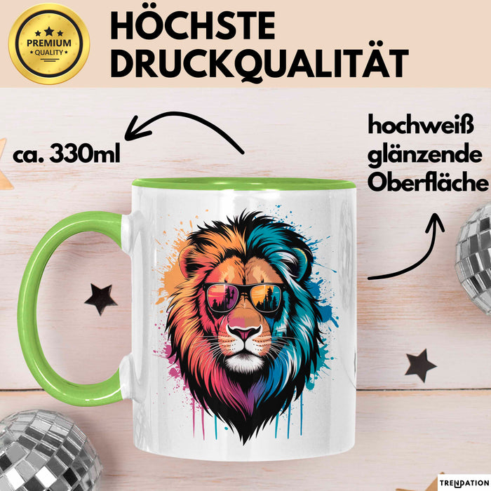 Löwe Mit Sonnenbrille Tasse Geschenk Lustige Geschenkidee Spruch Grün Trendation