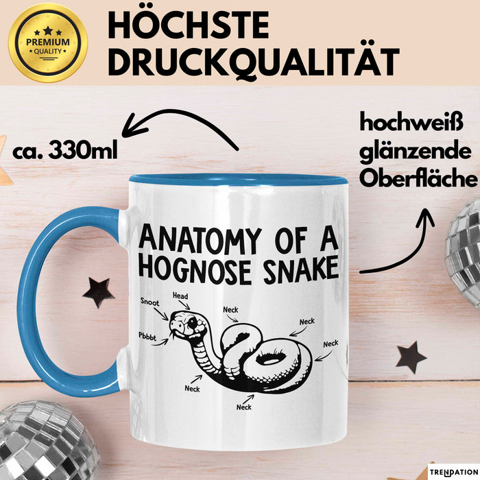 Reptil Schlange Tier Tasse Geschenk Lustige Geschenkidee Spruch Anatomie Einer Hakennasennatter Blau Trendation