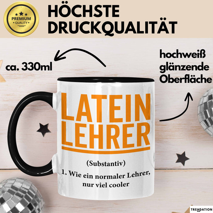 Lateinlehrer Unterricht Tasse Geschenk Lustige Geschenkidee Spruch Latein Lehrer Schwarz Trendation