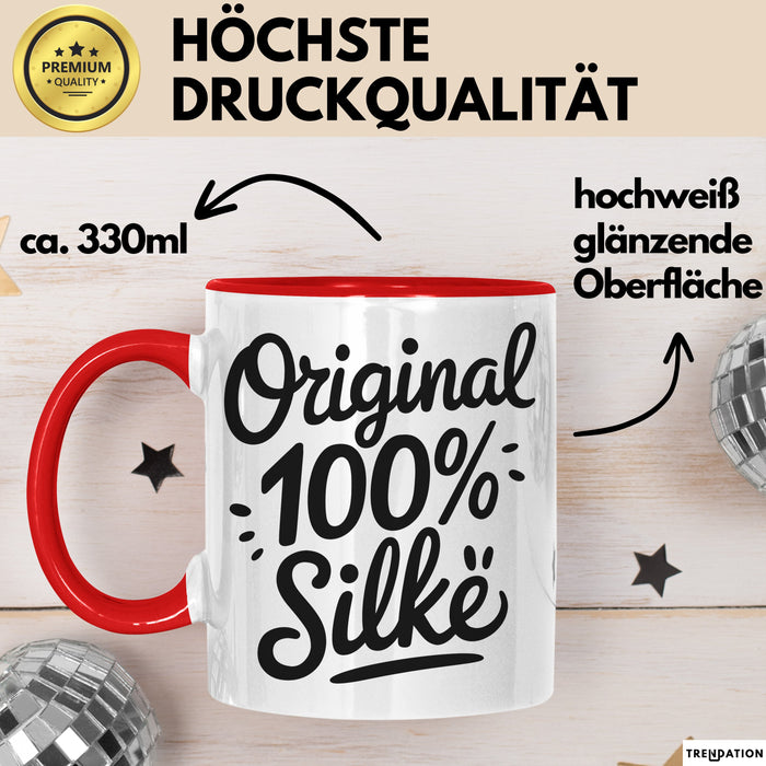 Silke Tasse Geschenk Original 100% Silke Geschenkidee Geburtstag Rot Trendation