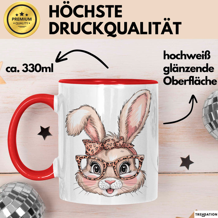 Kaninchen Hase Tierliebhaber Tasse Geschenk Lustige Geschenkidee Spruch Rot Trendation