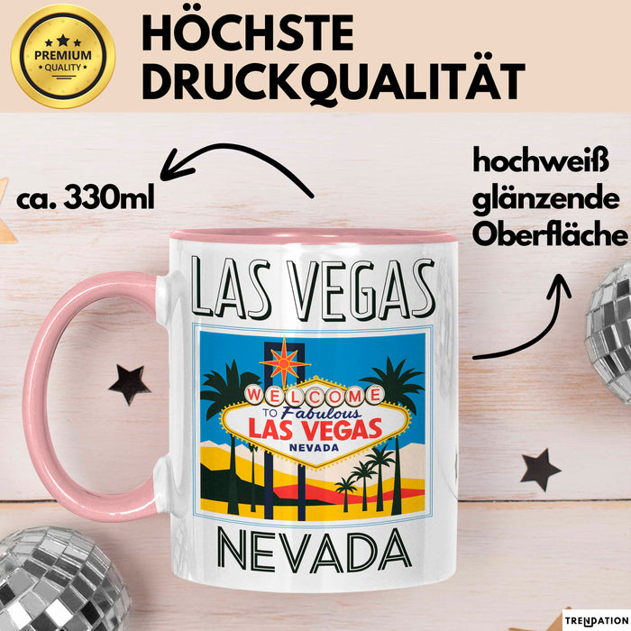 Las Vegas Nevada USA Tasse Geschenk Lustige Geschenkidee Spruch Rosa Trendation