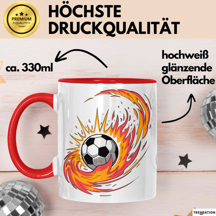 Fußballfan Tasse Geschenkidee für Fußballliebhaber Rot Trendation