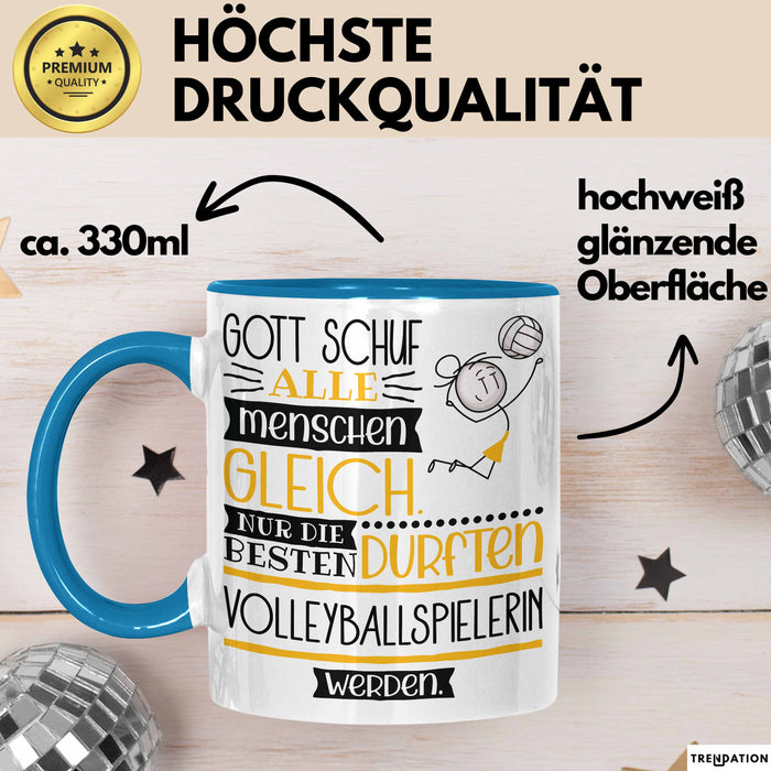 Volleyballspielerin Geschenk Becher Tasse Gott Schuf Alle Menschen Gleich Nur Die Besten Durfeten Volleyballspielerin Werden Geschenkidee Lustig Blau Trendation