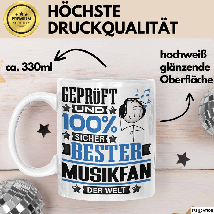 Musikfan Geschenk Lustiger Spruch für Musikfan Geschenkidee Bester Musikfan Der Welt Weiß Trendation