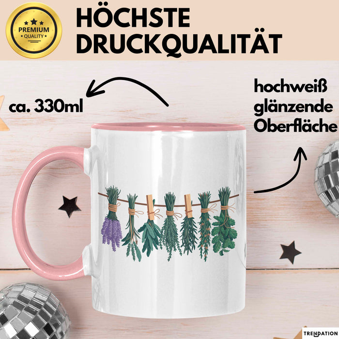 Kräuterkundler Tasse Geschenkidee Naturheilmittel Suchender Rosa Trendation