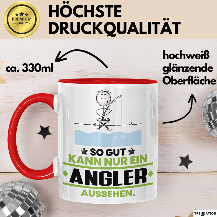 Angler Geschenk Tasse So Gut Kann Nur Ein Angler Aussehen Geschenkidee Kaffee-Becher Rot Trendation