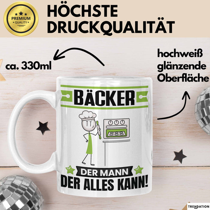 Bäcker Tasse Geschenk für Bäcker Der Mann Der Alles Kann Geschenkidee zum Geburtstag Weiß Trendation