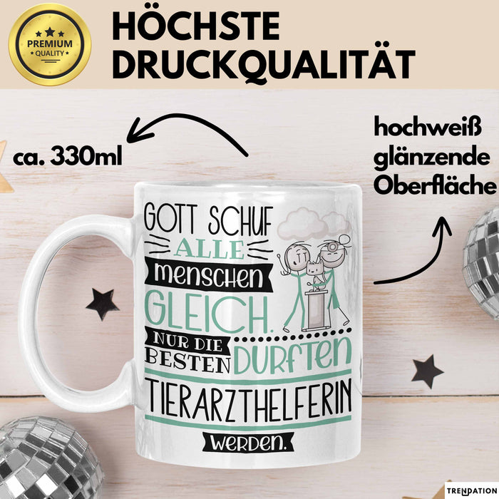 Tierarzthelferin Geschenk Becher Tasse Gott Schuf Alle Menschen Gleich Nur Die Besten Durfeten Tierarzthelferin Werden Geschenkidee Lustig Weiß Trendation