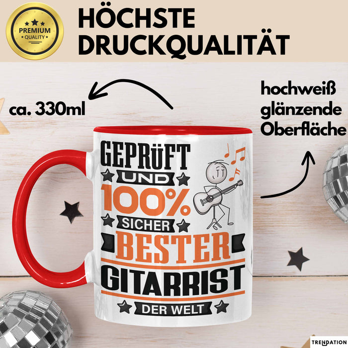 Gitarrist Geschenk Lustiger Spruch für Gitarrist Geschenkidee Bester Gitarrist Der Welt Rot Trendation
