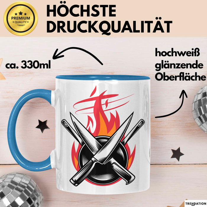 Koch Tasse Geschenkidee Hobbykoch Lustiger Spruch Geschenkidee Lustig Blau Trendation