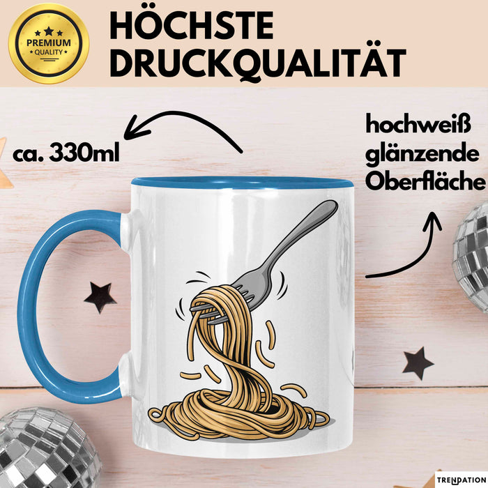 Spaghetti Fan Tasse Geschenkidee für Pasta Liebhaber Blau Trendation