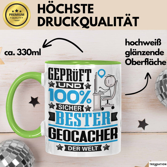 Geocacher Geschenk Lustiger Spruch für Geocacher Geschenkidee Bester Geocacher Der Welt Grün Trendation